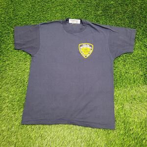 Vintage 90s Police Department NY Shirt XL 21x26 Navy-Blue USA